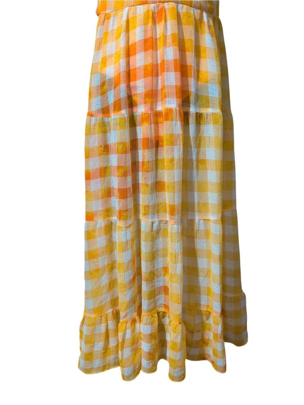 For Love & Lemons Mimosa Maxi Dress - Yellow Gingham Puff Sleeve S - Picture 16 of 16